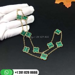 VCARO3QJ00 Vintage Alhambra necklace, 10 motifs, yellow gold, malachite.