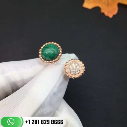 VCARO9SU00 Perlée couleurs Between the Finger ring, yellow gold, malachite, round diamonds; diamond quality DEF, IF to VVS.