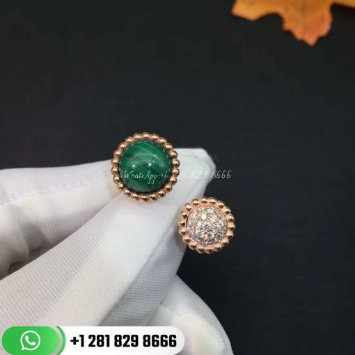 VCARO9SU00 Perlée couleurs Between the Finger ring, yellow gold, malachite, round diamonds; diamond quality DEF, IF to VVS.