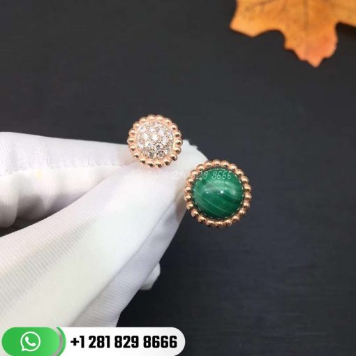 VCARO9SU00 Perlée couleurs Between the Finger ring, yellow gold, malachite, round diamonds; diamond quality DEF, IF to VVS.