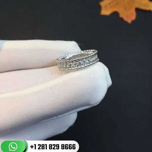 VCARP4E200 Perlée diamonds ring, 1 row, white gold, round diamonds; diamond quality DEF, IF to VVS
