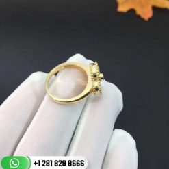 VCARO3QM00 Vintage Alhambra ring, yellow gold, malachite, round diamond; diamond quality DEF, IF to VVS.