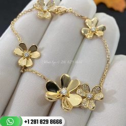 VCARP3W400 Frivole bracelet, 5 flowers, yellow gold, round diamonds; diamond quality DEF, IF to VVS.