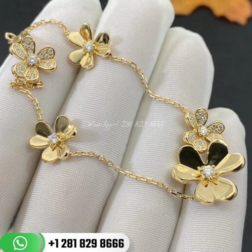 VCARP3W400 Frivole bracelet, 5 flowers, yellow gold, round diamonds; diamond quality DEF, IF to VVS.