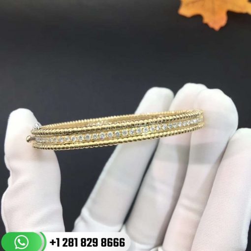 Van Cleef & Arpels Perlée Diamonds Bracelet 1 Row Medium Model Yellow Gold Diamond