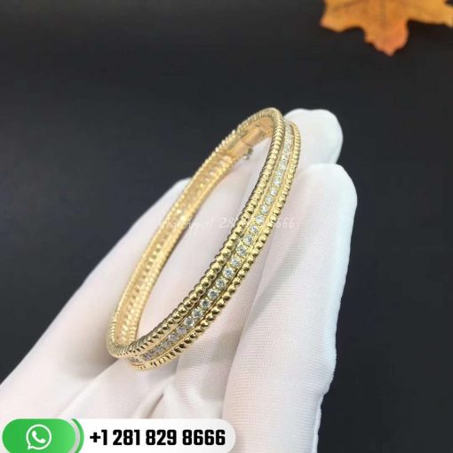VCARP27B00 Perlée diamonds bracelet, 1 row, yellow gold, round diamonds, medium model; diamond quality DEF, IF to VVS.