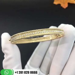VCARP27B00 Perlée diamonds bracelet, 1 row, yellow gold, round diamonds, medium model; diamond quality DEF, IF to VVS.