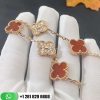 Van Cleef & Arpels Vintage Alhambra Bracelet 5 Motifs Diamond Carnelian