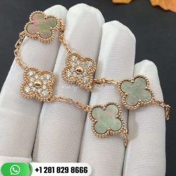 Van Cleef & Arpels Vintage Alhambra Bracelet 5 Motifs Diamond Mother-of-pearl VCARP2R100