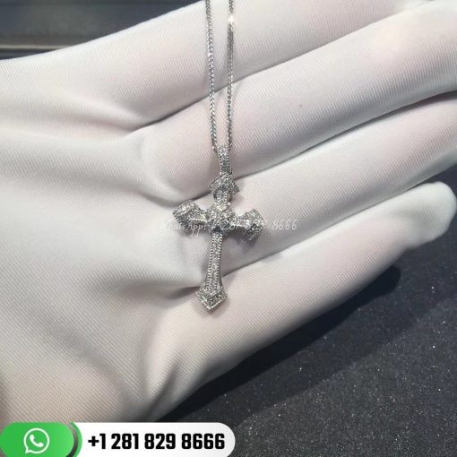 Cartier White Gold Cross SM Necklace Square Diamonds