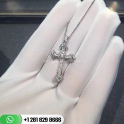 Cartier White Gold Cross SM Necklace Square Diamonds