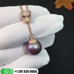 PanthÈre De Cartier Necklace Diamond and Pearl Pendant