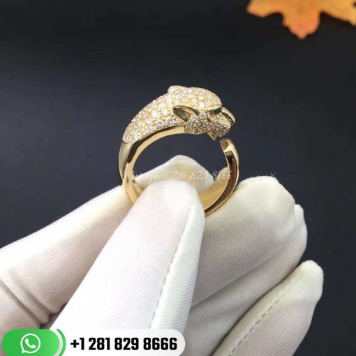 PanthÈre De Cartier Ring Yellow Gold Diamonds Emeralds Onyx -N4225000