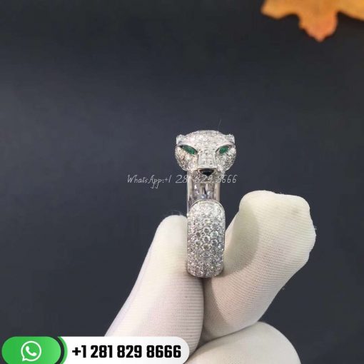 PanthÈre De Cartier Ring White Gold Diamonds Emeralds Onyx -N4225200