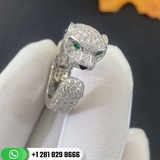 PanthÈre De Cartier Ring White Gold Diamonds Emeralds Onyx -N4225200