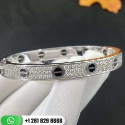 cartier love bracelet diamond-paved ceramic white gold ceramic diamonds n6032417