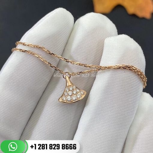 bvlgari divas' dream bracelet in 18k gold with pendant in full pavé diamonds