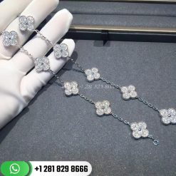 van cleef & arpels vintage alhambra necklace 10 motifs white gold diamond