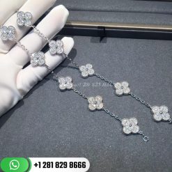 van cleef & arpels vintage alhambra necklace 10 motifs white gold diamond