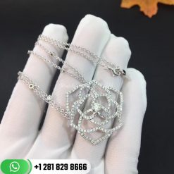 piaget rose pendant in 18k white gold set with diamonds g33u0980