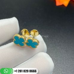 VCARA43700 Sweet Alhambra Earstuds, 18K gold, white Turquoise.