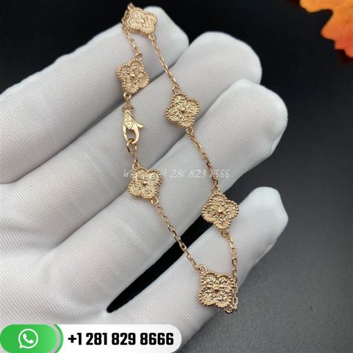 VCARO8DD00 Sweet Alhambra bracelet, 6 motifs, rose gold.