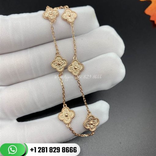 VCARO8DD00 Sweet Alhambra bracelet, 6 motifs, rose gold.