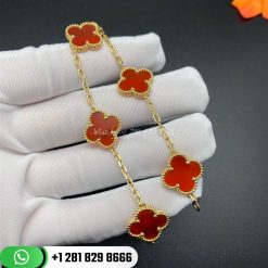 van cleef & arpels vintage alhambra bracelet 5 motifs carnelian