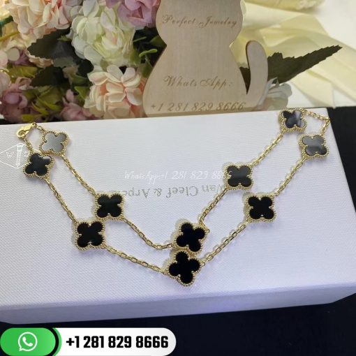 Van Cleef & Arpels Vintage Alhambra Necklace 10 Motifs Onyx VCARA42700