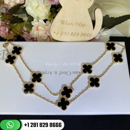 Van Cleef & Arpels Vintage Alhambra Necklace 10 Motifs Onyx VCARA42700