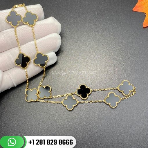 van cleef arpels vintage alhambra necklace 10 motifs onyx
