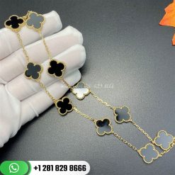 VCARA42700 Vintage Alhambra necklace, 10 motifs, yellow gold, onyx.