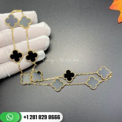 VCARA42700 Vintage Alhambra necklace, 10 motifs, yellow gold, onyx.