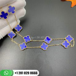 VCARP34800 Vintage Alhambra necklace, 10 motifs, yellow gold, blue agate.