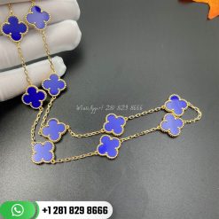 VCARP34800 Vintage Alhambra necklace, 10 motifs, yellow gold, blue agate.
