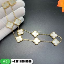 VCARA42800 Vintage Alhambra necklace, 10 motifs, yellow gold, Mother-of-pearl.