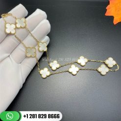 VCARA42800 Vintage Alhambra necklace, 10 motifs, yellow gold, Mother-of-pearl.