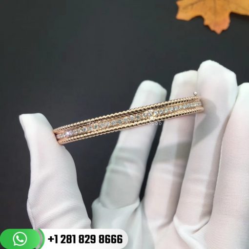 VCARP27F00 Perlée diamonds bracelet, 1 row, yellow gold, round diamonds, medium model; diamond quality DEF, IF to VVS.