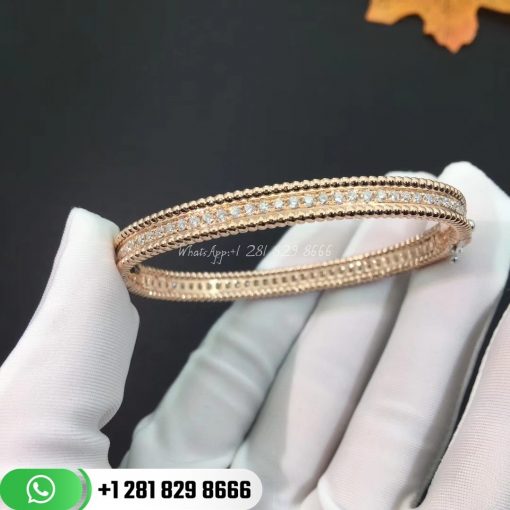 VCARP27F00 Perlée diamonds bracelet, 1 row, yellow gold, round diamonds, medium model; diamond quality DEF, IF to VVS.