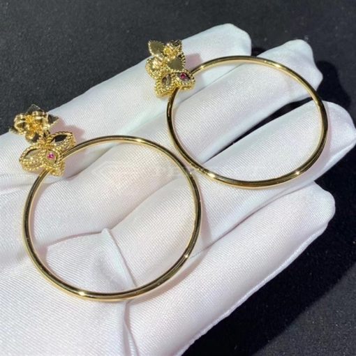 Roberto Coin Princess Flower Earrings Hoop in 18k Gold with Diamonds Small Version