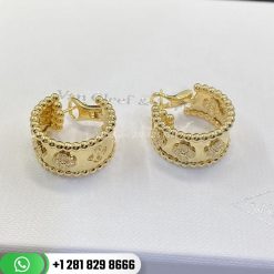 VCARO3YE00 Perlée clovers hoop earrings, yellow gold, round diamonds; diamond quality DEF, IF to VVS.