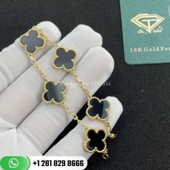 VCARA41300 Vintage Alhambra bracelet, 5 motifs, yellow gold, onyx.