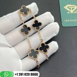 VCARA41300 Vintage Alhambra bracelet, 5 motifs, yellow gold, onyx.