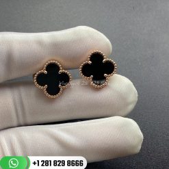 VCARA44200 Vintage Alhambra Earrings, 18K gold, Onyx