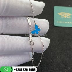 VCARF80400 Sweet Alhambra butterfly bracelet, white gold, turquoise