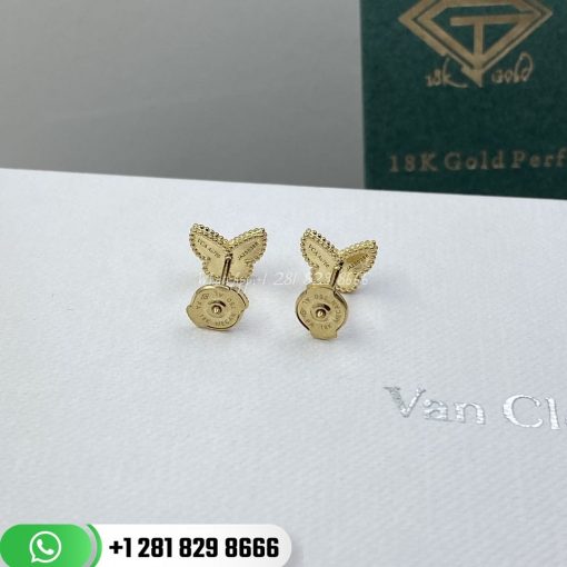 Sweet Alhambra butterfly earstuds, yellow gold, white mother-of-pearl. VCARN5JM00