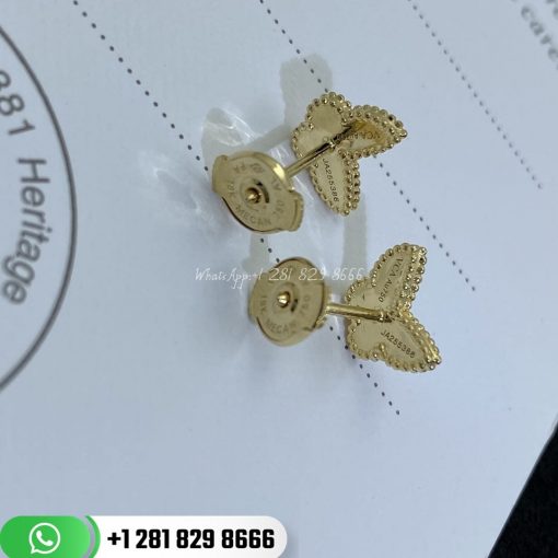 Sweet Alhambra butterfly earstuds, yellow gold, white mother-of-pearl. VCARN5JM00