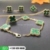 Van Cleef & Arpels Vintage Alhambra Bracelet 5 Motifs Yellow Gold Malachite