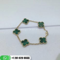 VCARL80900 Vintage Alhambra bracelet, 5 motifs, yellow gold, malachite.