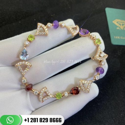 Bvlgari Divas' Dream Bracelet in 18K Rose Gold with Coloured Gemstones and Pavé Diamonds-355618